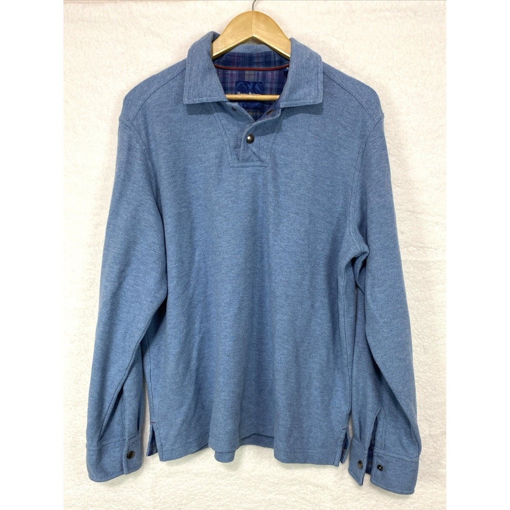 TOMMY BAHAMA Men's Light Blue Quarter Snap Stand‎ Collar Pullover Sweater SZ M